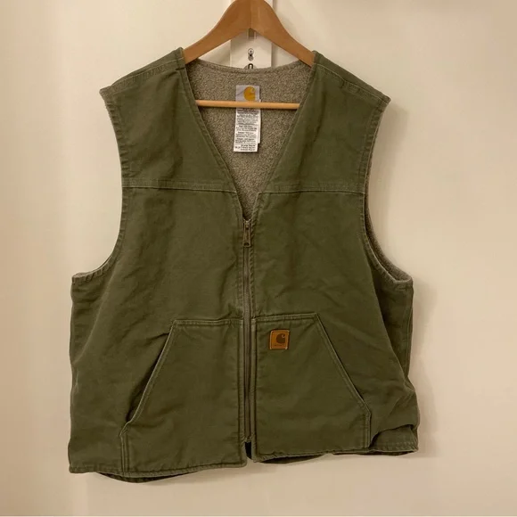 CARHARTT 美品 DUCK VEST USA XL OLIVE グリーン Duck Vest Olive Green Carhartt Vest Carhartt Duck Chore Vest Made